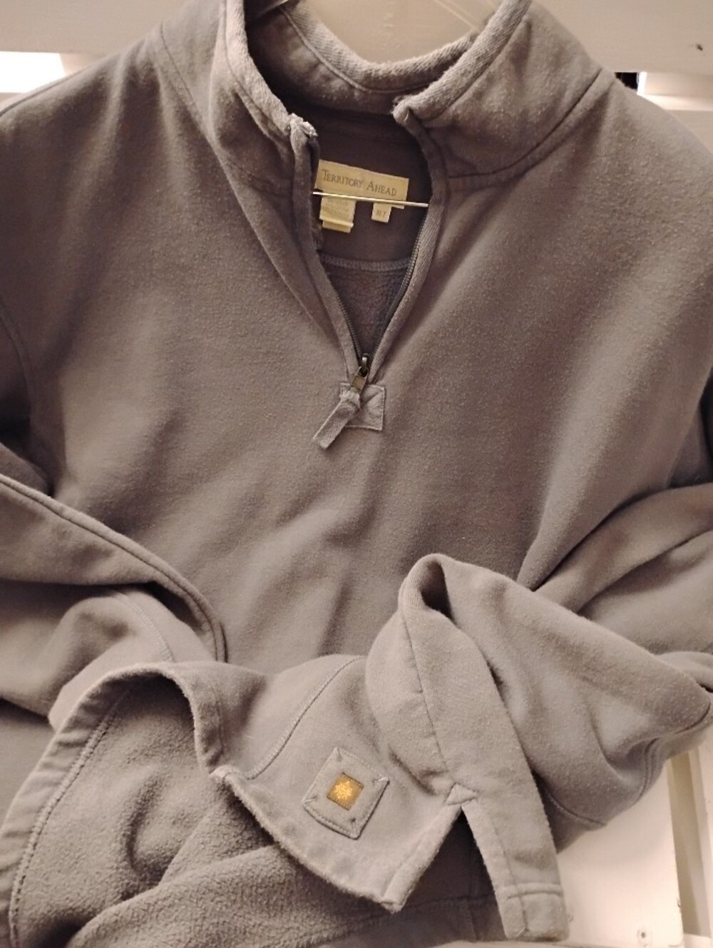 The Territory Ahead Mens Grey Quarter Zip Sweatshirt.